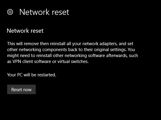 reset status khắc phục sự cố mạng
