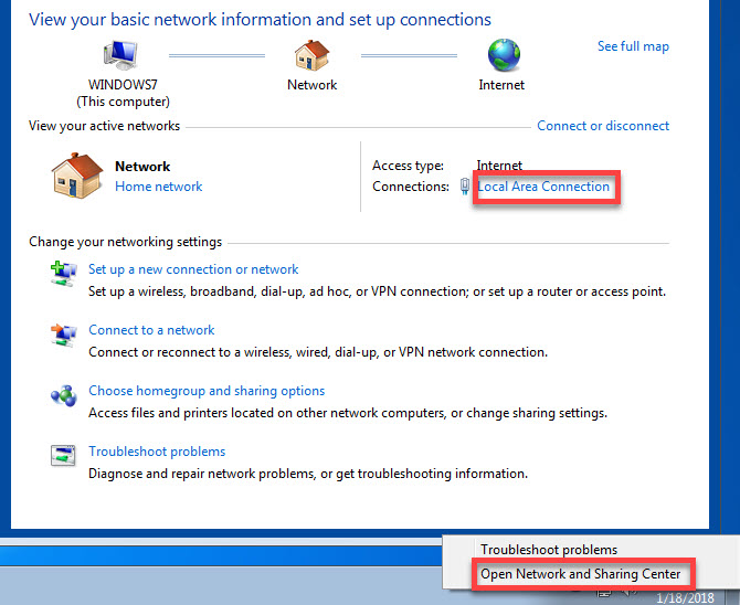 không kết nối được mạng win 7