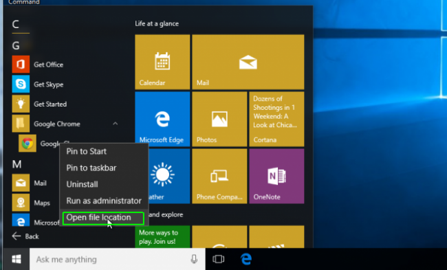 tạo phím tắt trên win 10