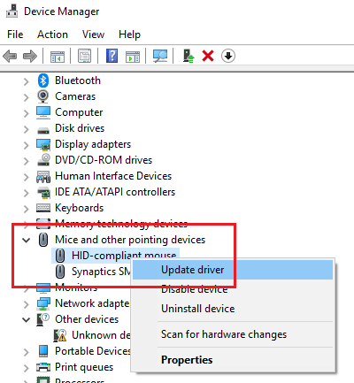 Nút chuột giữa không hoạt động Windows 10